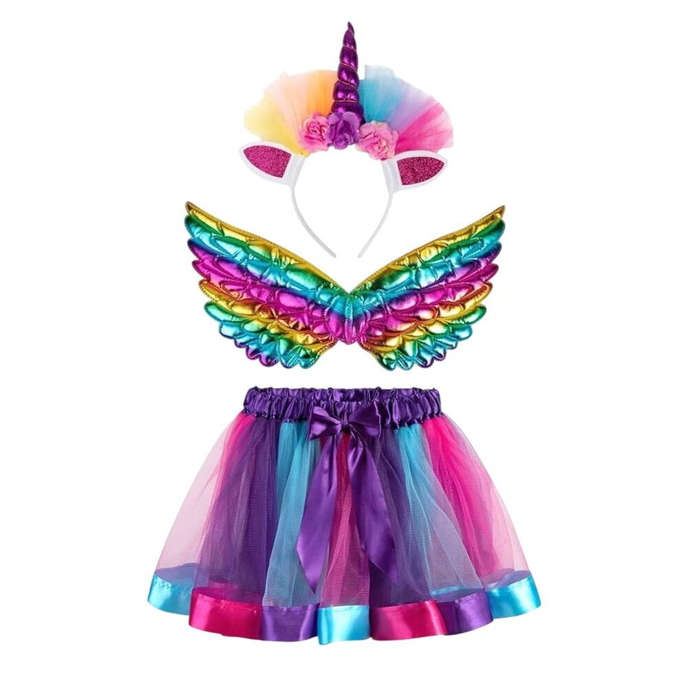 Unicorn Costume 2-5 Yrs Purple Tutu Wings & Headband Ballet Princess Dress Up
